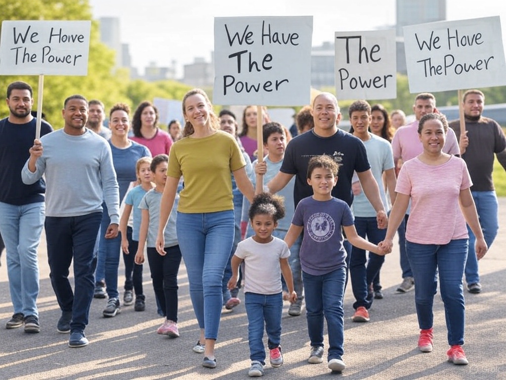 Parents marching