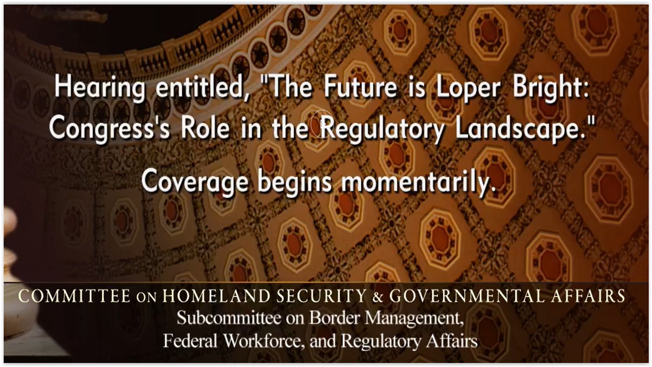 Senate SubCmte Hearing: Congress’s Role in the Regulatory Landscape