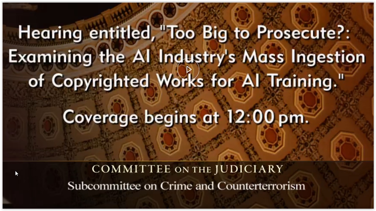 Senate Judiciary Hearing: Can AI Be Prosecuted for Using Copyrighted Works for ‘AI Training’?